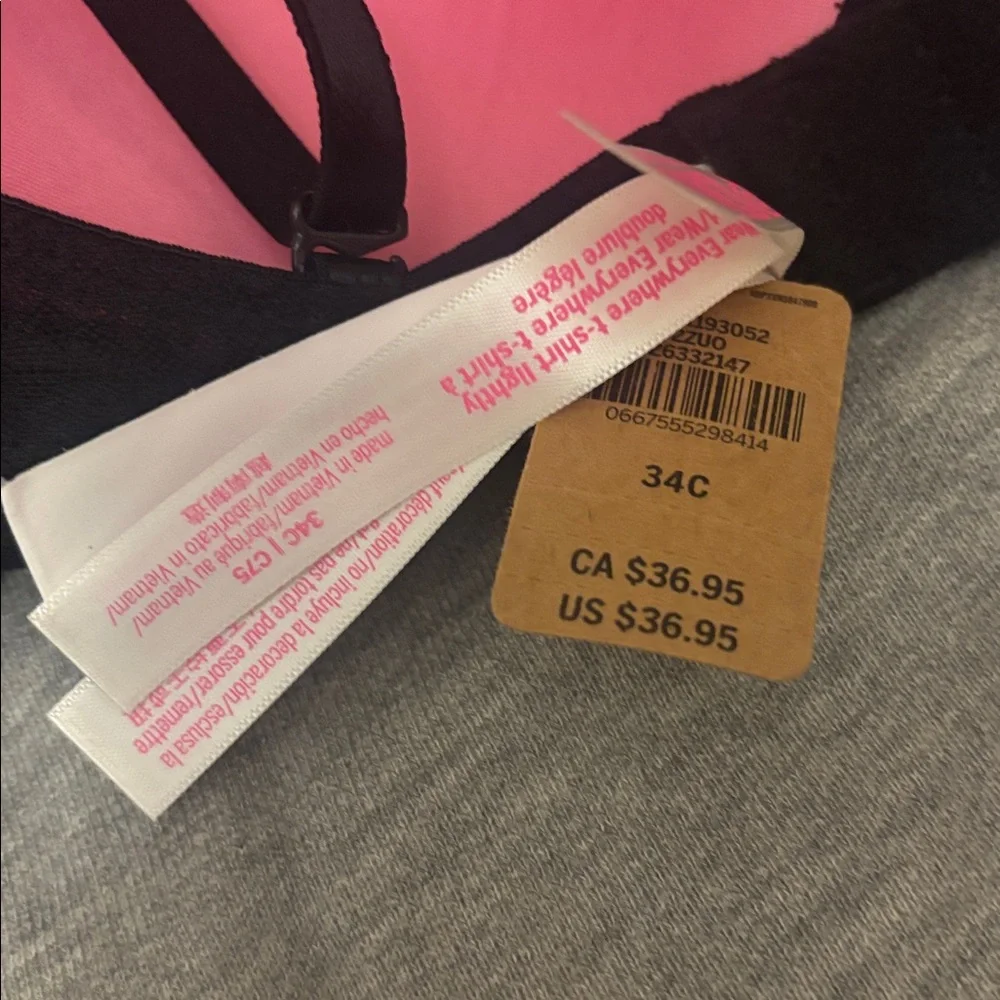 Victoria’s Secret PINK Black Lace Underwire T-Shirt Bra. NWT. - Picture 4 of 4